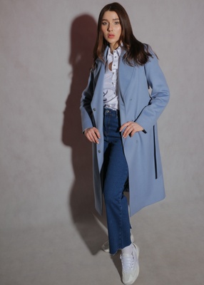 Изысканное пальто PARKA+ 15244 со вставками питона Блакитний 40